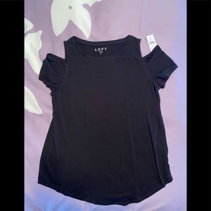 NWT black Loft cold shoulder tee